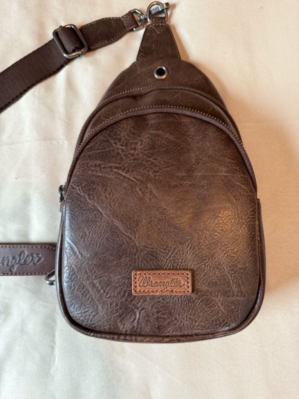 Wrangler Dark Brown Leather crossbody